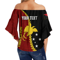 Personalised Papua New Guinea Off Shoulder Waist Wrap Top 47th Independence Anniversary - Motu Revareva LT7 - Polynesian Pride