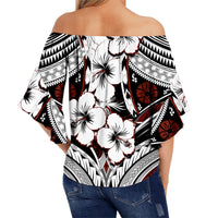 Hibiscus Off Shoulder Waist Wrap Top Fiji Patterns LT6 - Polynesian Pride