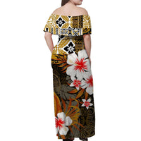 Hawaii King Off Shoulder Long Dress Gold Style LT6 - Polynesian Pride