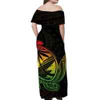 Guam Off Shoulder Long Dress Turtle Mix Polynesian Style LT6 - Polynesian Pride