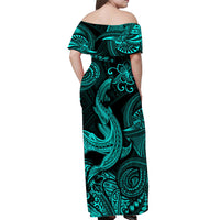 Hawaii Angry Shark Polynesian Matching Dress and Hawaiian Shirt Matching Couples Outfit Unique Style Turquoise LT8 - Polynesian Pride