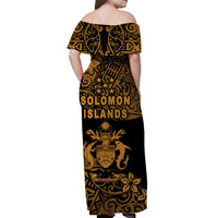 Solomon Islands Off Shoulder Long Dress Unique Vibes - Gold LT8 - Polynesian Pride