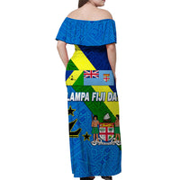 Vanuatu Malampa And Fiji Day Off Shoulder Long Dress October 10 LT8 - Polynesian Pride