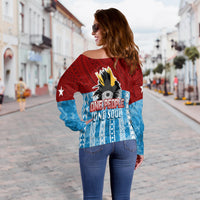 West Papua 60 Years OPM Morning Star with Polynesian Pattern Off Shoulder Sweater LT7 - Polynesian Pride