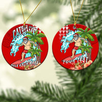 (Custom Personalised) Hawaii Mele Kalikimaka Christmas Ornaments Santa Claus Surfing Xmas Time LT9 - Polynesian Pride