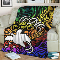 Papua New Guinea Premium Blanket - Rainbow Polynesian Pattern - Polynesian Pride