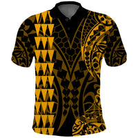 Kakau Polynesian Tribal Polo Shirt LT13 Gold - Polynesian Pride