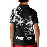 (Custom Personalised) New Caledonia Polo Shirt KID Emblem Nautilus Shell Version Black LT13 - Polynesian Pride
