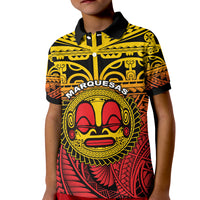 (Custom Personalised) Marquesas Islands Polo Shirt KID Mata Tiki Polynesian Pattern LT13 - Polynesian Pride