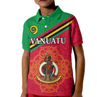 Vanuatu Polo Shirt KID Pattern Sand Drawing LT13 Unisex Red - Polynesian Pride