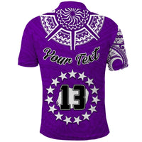 (Custom Text and Number) Rarotonga Cook Islands Polo Shirt Turtle and Map Style Purple LT13 - Polynesian Pride
