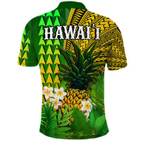 Hawaii Pineapple Polo Shirt Plumeria Frangipani Mix Tribal Pattern LT13 - Polynesian Pride