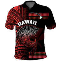 Hawaii Polo Shirt Kakau Warrior Helmet Gradient Red Polynesian LT14 Red - Polynesian Pride