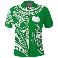 (Custom Text and Number) Rarotonga Cook Islands Polo Shirt Turtle and Map Style Green LT13 - Polynesian Pride