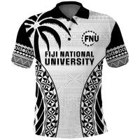 Fiji University Polo Shirt National Fijian Tapa Pattern White LT14 White - Polynesian Pride