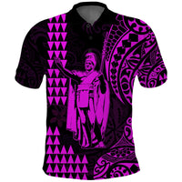 (Custom Text and Number) Hawaii Day Kakau Polo Shirt Proud To Be Hawaiian Purple King Kamehameha and Kanaka Maoli LT13 - Polynesian Pride