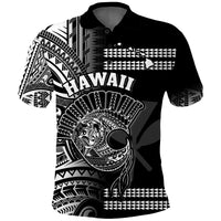 Hawaii Polo Shirt Kakau Warrior Helmet Gradient White Polynesian LT14 White - Polynesian Pride