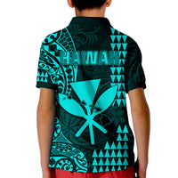 Hawaii Day Kakau Polo Shirt KID Proud To Be Hawaiian Turquoise King Kamehameha and Kanaka Maoli LT13 - Polynesian Pride