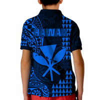 Hawaii Day Kakau Polo Shirt KID Proud To Be Hawaiian Blue King Kamehameha and Kanaka Maoli LT13 - Polynesian Pride