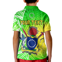 (Custom Personalised) Happy Mangaia Gospel Day Polo Shirt KID Cook Islands Coat Of Arms Polynesian Pattern LT14 - Polynesian Pride