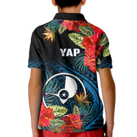Yap State Polo Shirt FSM Hibiscus Flowers Mix Polynesian LT14 - Polynesian Pride