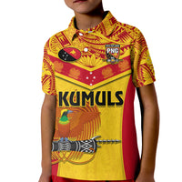Papua New Guinea Rugby Polo Shirt PNG Kumuls Bird Of Paradise Yellow LT14 Kid Yellow - Polynesian Pride