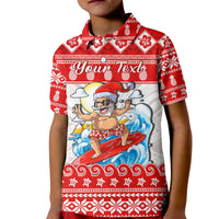 Custom Hawaii Christmas Polo Shirt KID Surfing Santa Mele Kalikimaka Polynesian LT14 - Polynesian Pride