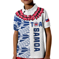 Toa Samoa Rugby Polo Shirt KID Siamupini Ula Fala White LT13 Kid White - Polynesian Pride