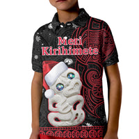 New Zealand Christmas Polo Shirt KID Hei Tiki Red Pohutukawa Meri Kirihimete LT14 Kid Red - Polynesian Pride