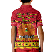 Papua New Guinea Christmas Polo Shirt KID Bird Of Paradise Bikpela Hamamas Blong Dispela Krismas LT14 - Polynesian Pride