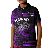 Hawaii Polo Shirt Kakau Warrior Helmet Gradient Purple Polynesian LT14 - Polynesian Pride
