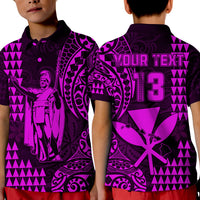 (Custom Text and Number) Hawaii Day Kakau Polo Shirt Proud To Be Hawaiian Purple King Kamehameha and Kanaka Maoli LT13 - Polynesian Pride