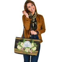 Palau Leather Tote - Polynesian Gold Patterns Collection - Polynesian Pride