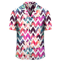 Palm Foliage On Striped Zigzag Hawaiian Shirt - Polynesian Pride