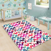 Palm Foliage On Striped Zigzag Area Rug - AH - Polynesian Pride