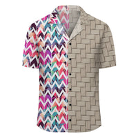 Palm Foliage On Striped Zigzag Lauhala Moiety Hawaiian Shirt - Polynesian Pride