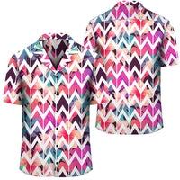 Palm Foliage On Striped Zigzag Hawaiian Shirt Unisex Black - Polynesian Pride