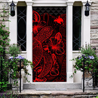 Papua New Guinea Door Cover Turtle Hibiscus Red Red - Polynesian Pride