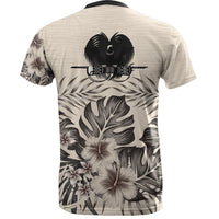 Papua New Guinea T Shirt Papua New Guinea Coat Of Arms Beige Hibiscus - Polynesian Pride