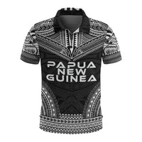 Papua New Guinea Polo Shirt Papua New Guinea Coat Of Arms Polynesian Chief Tattoo Black Version Unisex Black - Polynesian Pride