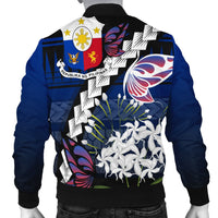 Philippines Custom Personalized Men's Bomber Jacket - Butterfly Sampaguita Flower - Polynesian Pride