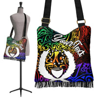 Pohnpei Custom Personalised Boho Handbag - Rainbow Polynesian Pattern - Polynesian Pride