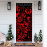 Pohnpei Door Cover Turtle Hibiscus Red - Polynesian Pride