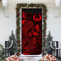 Pohnpei Door Cover Turtle Hibiscus Red - Polynesian Pride