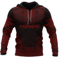 Pohnpei Polynesian Chief Hoodie Red Version Unisex Red - Polynesian Pride