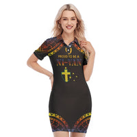 Vanuatu Proud To Be A Ni-Van - Polynesian Pattern Polo Dress - Tafea Province LT7 Black - Polynesian Pride