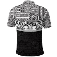 Fiji Tribal Black Polo Shirt Polynesian Chest White Style LT9 - Polynesian Pride
