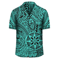 Polynesian Hawaiian Style Tribal Tattoo Turquoise Hawaiian Shirt - Polynesian Pride