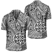 Polynesian Hawaiian Style Tribal Tattoo White Hawaiian Shirt Unisex Black - Polynesian Pride