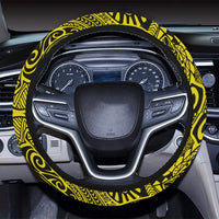 Polynesian Hawaiian Style Tribal Tattoo Yellow Hawaii Steering Wheel Cover with Elastic Edge - Polynesian Pride